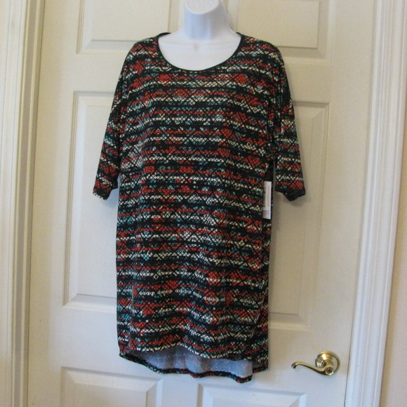 LuLaRoe Tops - * 2/$15 LuLaRoe Irma Tunic XL NWT $36 Abstract Black Aqua High Low Oversized